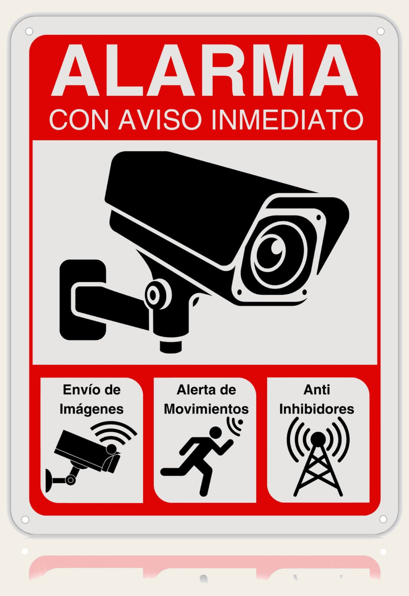 LEIASA Cartel Zona Videovigilada - 21x28 cm - Aluminio - Reflectante - Grosor 0,8 mm - Cartel Videovigilancia - Impresión UV - Resistente Exterior - Señal Alarma Disuasorio - Señal Cámara Vigilancia