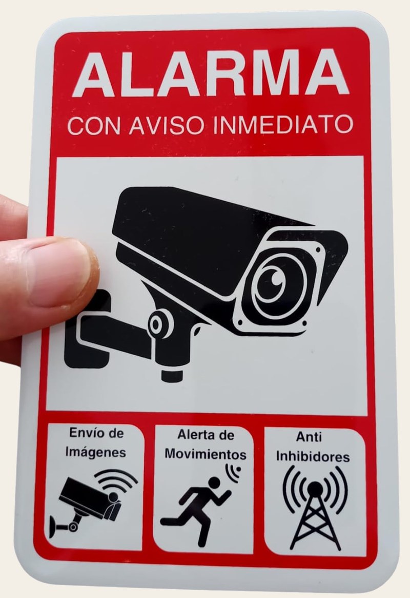 LEIASA Cartel Zona Videovigilada - 9x14 cm - Aluminio Reflectante - Placa Adhesiva - Grosor 0,6 mm - Cartel Videovigilancia - Impresión UV - Resistente Exterior - Señal Alarma Disuasorio