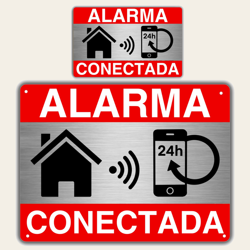 LEIASA | Cartel Área Videovigilada - 21x28 y 9x14 cm - Aluminio - Grosor 0,8 mm - Cartel Videovigilancia - Impresión UV - Resistente Exterior - Señal Alarma Disuasorio(SET Carteles Alarma)