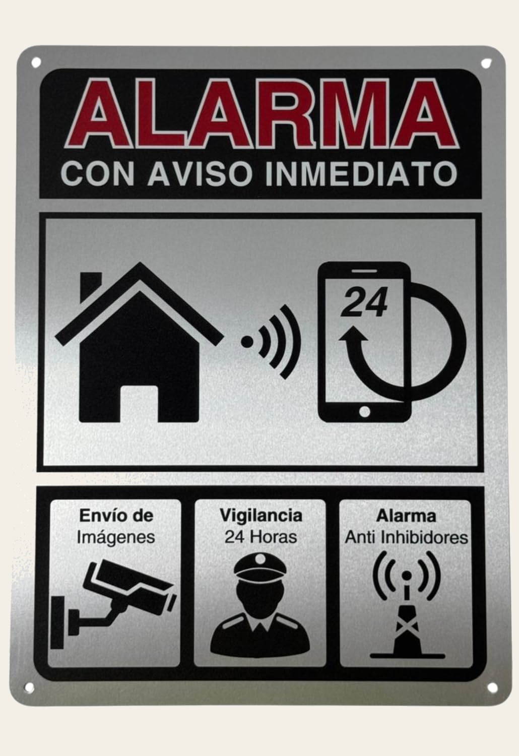Cartel Videovigilancia - 21x28 cm - Aluminio - Grosor 0.8 mm - Señal Zona Videovigilada - Impresión UV - Señal de Videovigilancia - Zona Video Vigilada - Alarma (Cartel Videovigilancia 21x28)