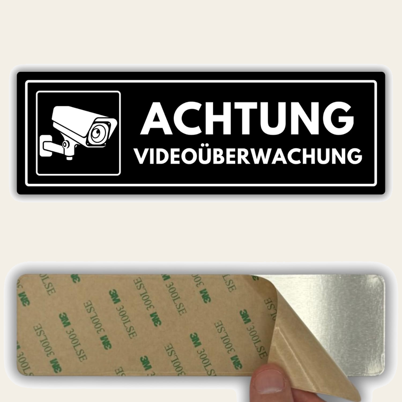 LEIASA | Acrylschild Videoüberwachung - 7,5 x 23 cm - Stärke 2 mm - Ac