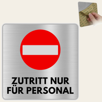 LEIASA | Schild Zutritt nur für Personal - 12x12 cm - Aluminium - Stärke 0,8 mm - Wetterfest - UV-Druck