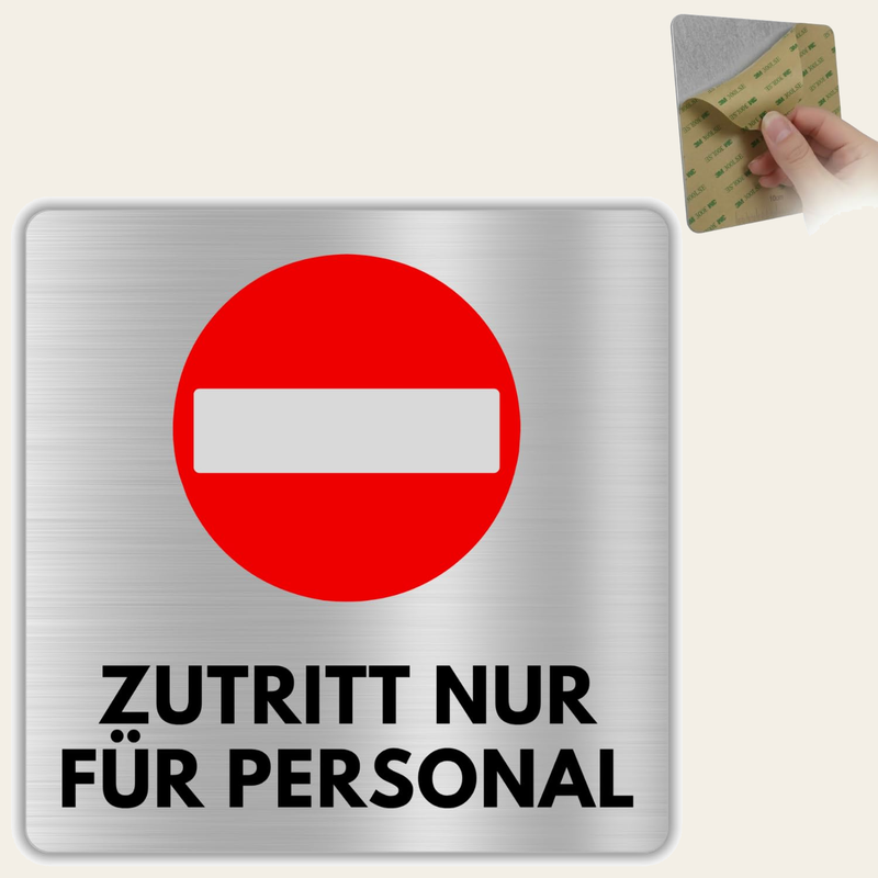LEIASA | Schild Zutritt nur für Personal - 12x12 cm - Aluminium - Kein