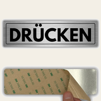 LEIASA | Schild Drücken - 5x18 cm - Aluminium - Stärke 0,8 mm - Wetterfest - UV-Druck