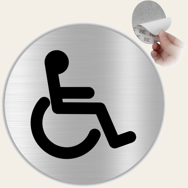 LEIASA | Selbstklebendes Behinderten-Toilettenschild - Aluminium - Dic