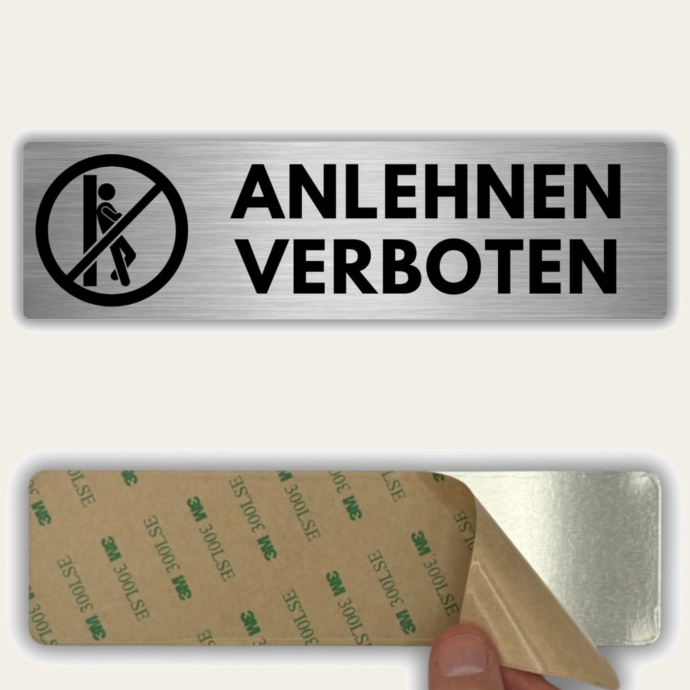 LEIASA | Selbstklebendes Schild Anlehnen verboten - 5x18 cm - Aluminiu