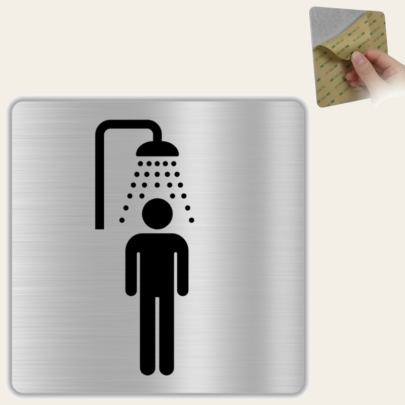 LEIASA Duschschild für Herren, 10 x 10 cm, Aluminium, Herrendusche, Sc