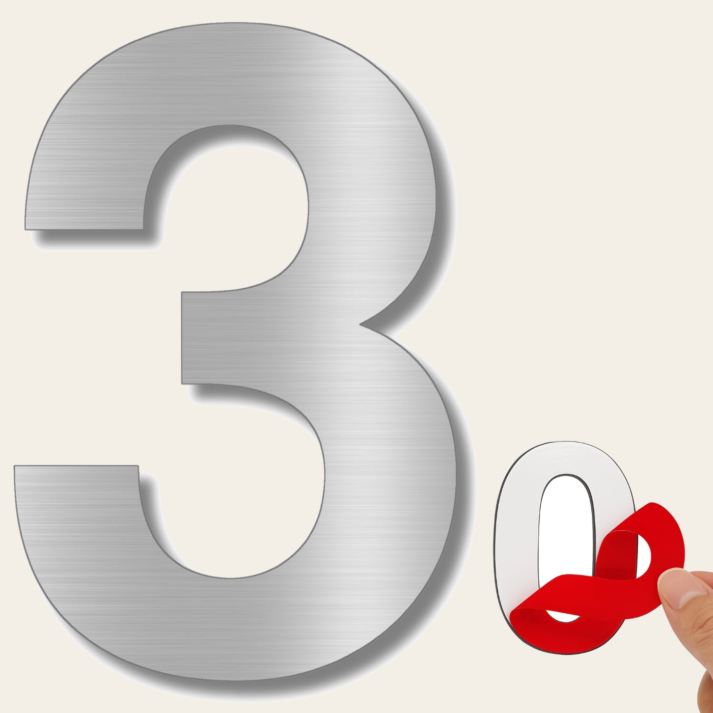 LEIASA | Selbstklebende Nummer - 150 mm - Edelstahl 304 - Nr. 3 - Hote