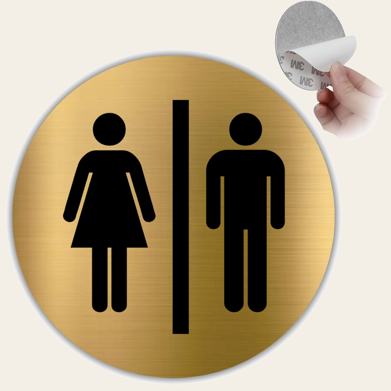LEIASA | Goldenes Schild WC Damen & Herren - Ø 10 cm - Stärke 0,8 mm -