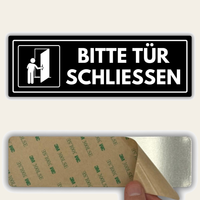 LEIASA | Türschild Tür schließen - 7,5x23 cm - Acryl - Stärke 2 mm - Wetterfest - UV-Druck
