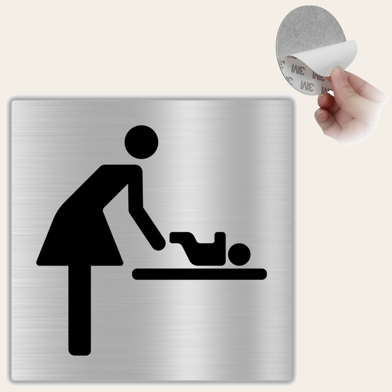 LEIASA | Schild Wickelraum Mutter und Baby - 10x10 cm - Aluminium - Hi