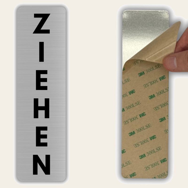 LEIASA | Türschild Ziehen - 5 x 18 cm - Aluminium - Hinweis Schild Tür