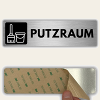 LEIASA | Schild Putzraum - 5x18 cm - Aluminium - Stärke 0,8 mm - Wetterfest - UV-Druck