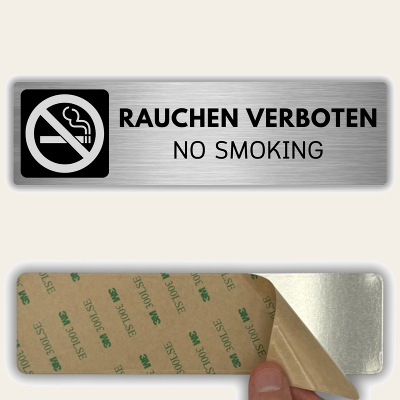 LEIASA | Selbstklebendes Schild Rauchen verboten - 5x18 cm - Aluminium