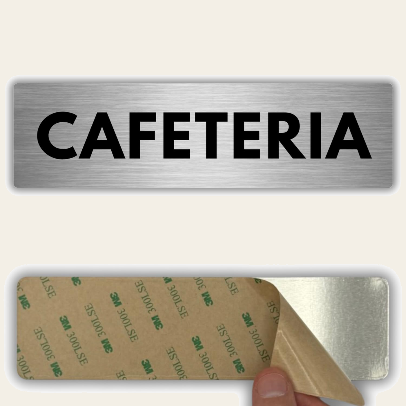 LEIASA | Selbstklebendes Schild Cafeteria - 5x18 cm - Aluminium - Hinw