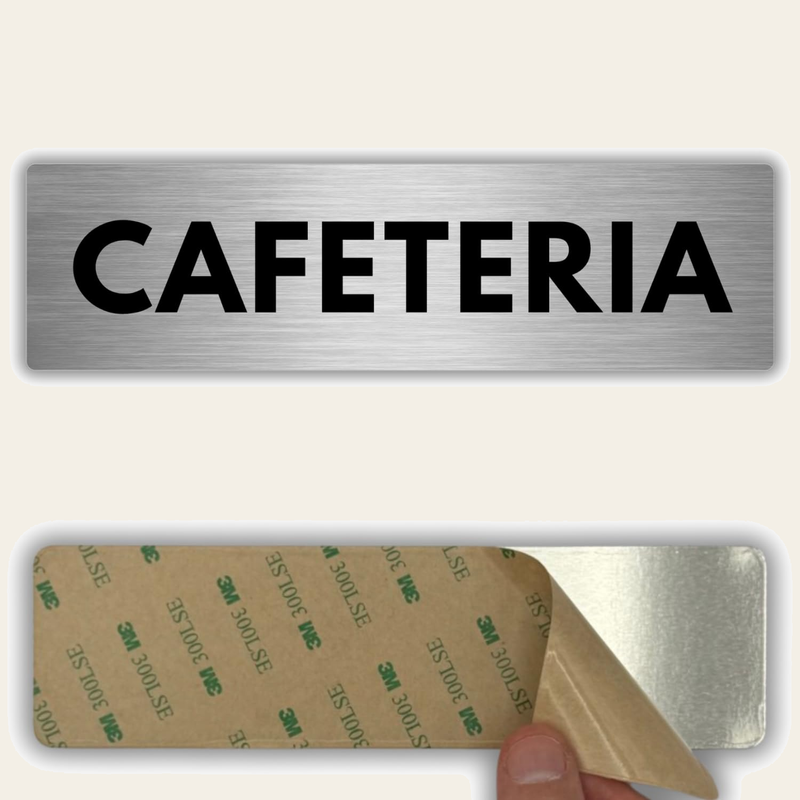 LEIASA | Selbstklebendes Schild Cafeteria - 5x18 cm - Aluminium - Hinw