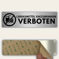 LEIASA | Schild Lebensmittel verboten - 5x18 cm - Aluminium - Stärke 0,8 mm - Wetterfest - UV-Druck