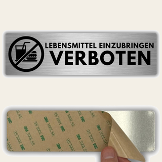LEIASA | Selbstklebendes Schild Lebensmittel verboten - 5x18 cm - Alum