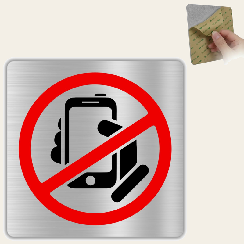 LEIASA Handyschild verboten - 10 x 10 cm - Aluminium - Schild für Nich