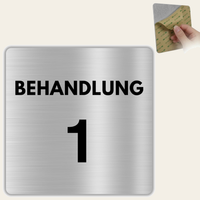 LEIASA | Schild Behandlungsraum - 12x12 cm - Aluminium - Stärke 0,8 mm - Wetterfest - UV-Druck