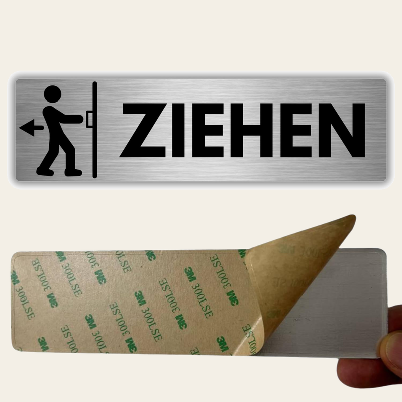 LEIASA | Selbstklebendes Schild Ziehen an der Tür - 5x18 cm - Dicke 0,