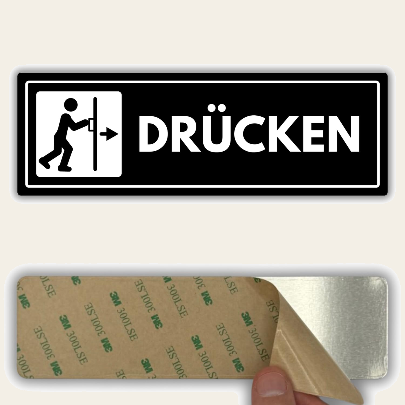 LEIASA | Acrylschild Drücken - 7,5 x 23 cm - Stärke 2 mm - Acryl - Sel