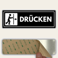 LEIASA | Türschild Drücken - 7,5x23 cm - Acryl - Stärke 2 mm - Wetterfest - UV-Druck