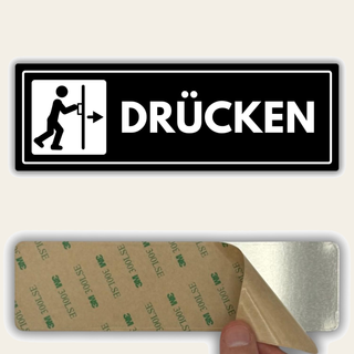 LEIASA | Acrylschild Drücken - 7,5 x 23 cm - Stärke 2 mm - Acryl - Sel
