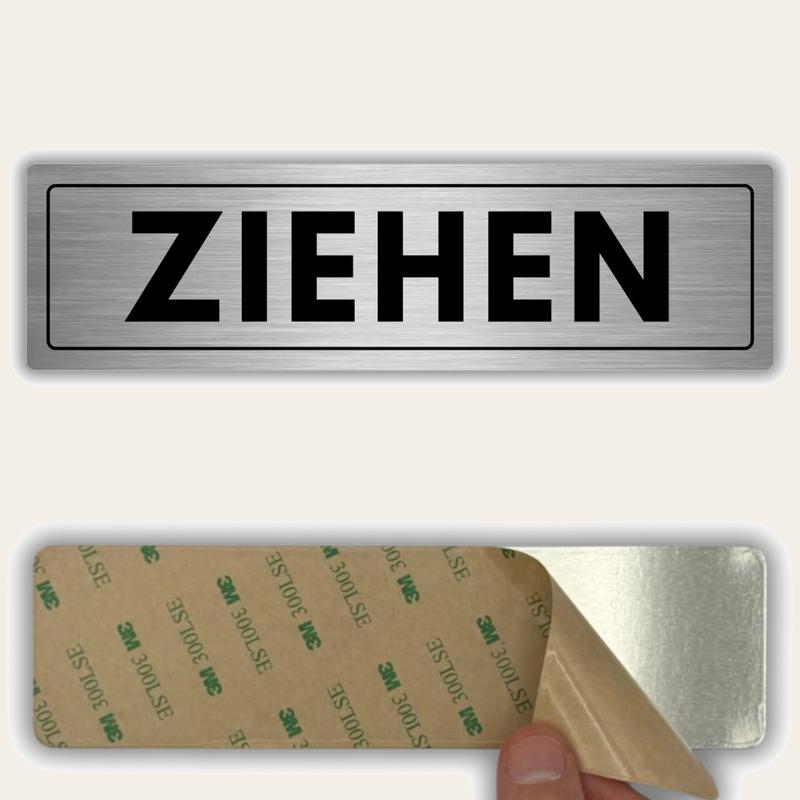 LEIASA | Schild Ziehen - 5 x 18 cm - Stärke 0,8 mm - Aluminium - Selbs