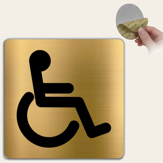 LEIASA | Behinderten-WC Schild - 10x10 cm - Aluminium Gold - Toilette 