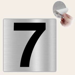 LEIASA | Selbstklebende Hausnummer - 10x10 cm - Aluminium - Nr. 7 - Wo