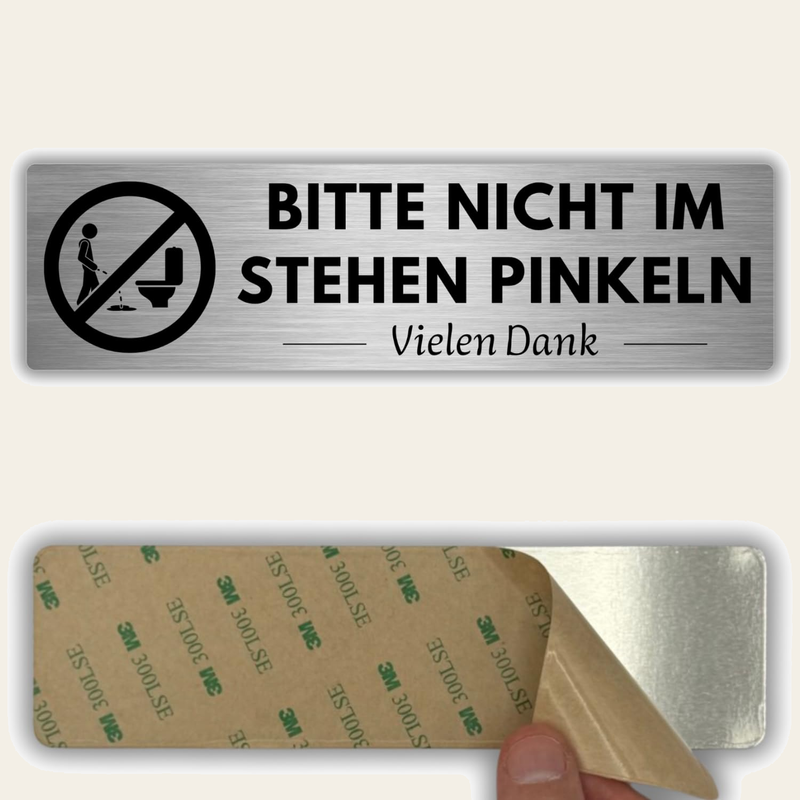 LEIASA | Schild Nicht im Stehen Urinieren - 5 x 18 cm - Stärke 0,8 mm 