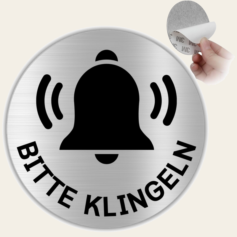 LEIASA | Selbstklebendes Schild Klingel drücken - Durchmesser Ø 100 mm