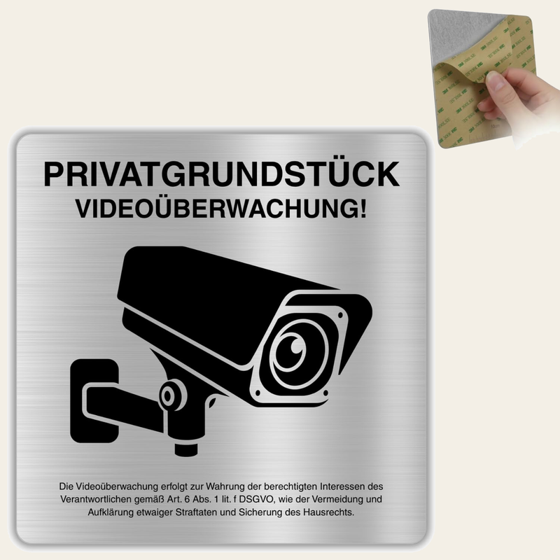 LEIASA | Schild Videoüberwachung - 12x12 cm - Aluminium - Achtung Kame