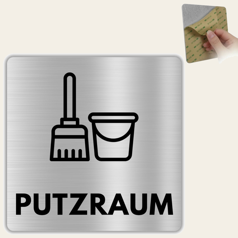 LEIASA | Schild Putzraum - 12x12 cm - Aluminium - Putzmittelraum - Rei