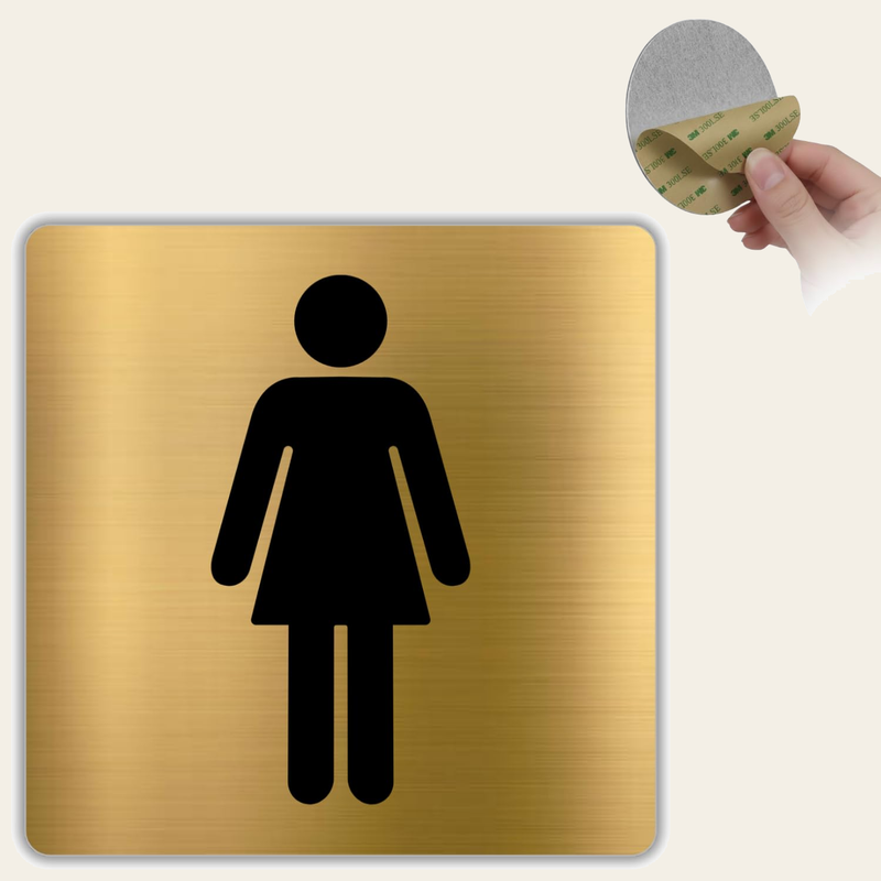 LEIASA | WC Schild Damen - 10x10 cm - Aluminium Gold - Damentoilette S