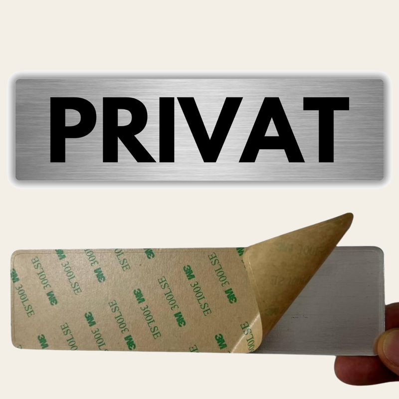 LEIASA | Selbstklebendes Schild Privat - 5x18 cm - Dicke 0,8 mm - Alum