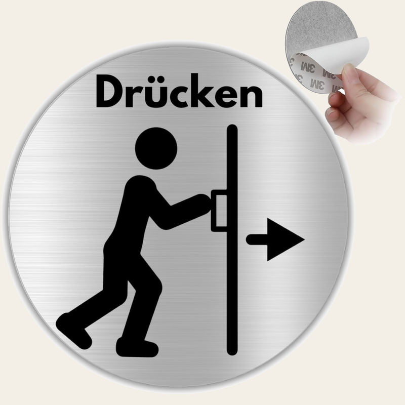 LEIASA | Selbstklebendes Schild Drücken - Dicke 0,6 mm - Durchmesser Ø
