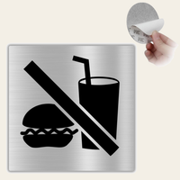 LEIASA | Schild Essen und Trinken verboten - 10x10 cm - Aluminium - Stärke 0,8 mm - Wetterfest - UV-Druck