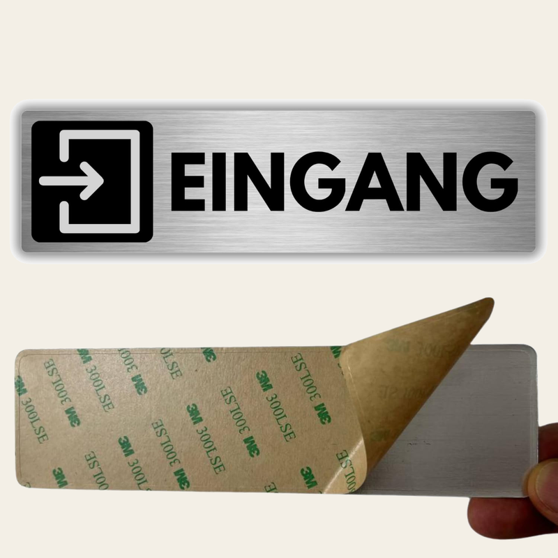 LEIASA | Selbstklebendes Schild Eingang - 5x18 cm - Dicke 0,8 mm - Rec