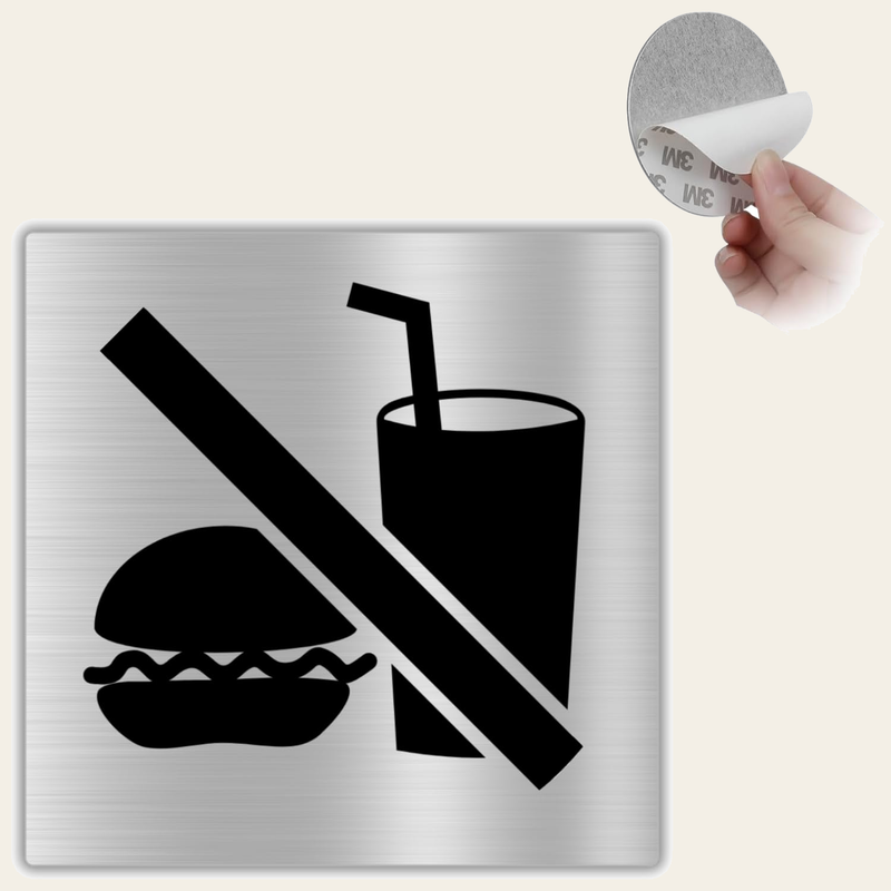 LEIASA | Schild Essen und Trinken Verboten - 10x10 cm - Aluminium - Hi