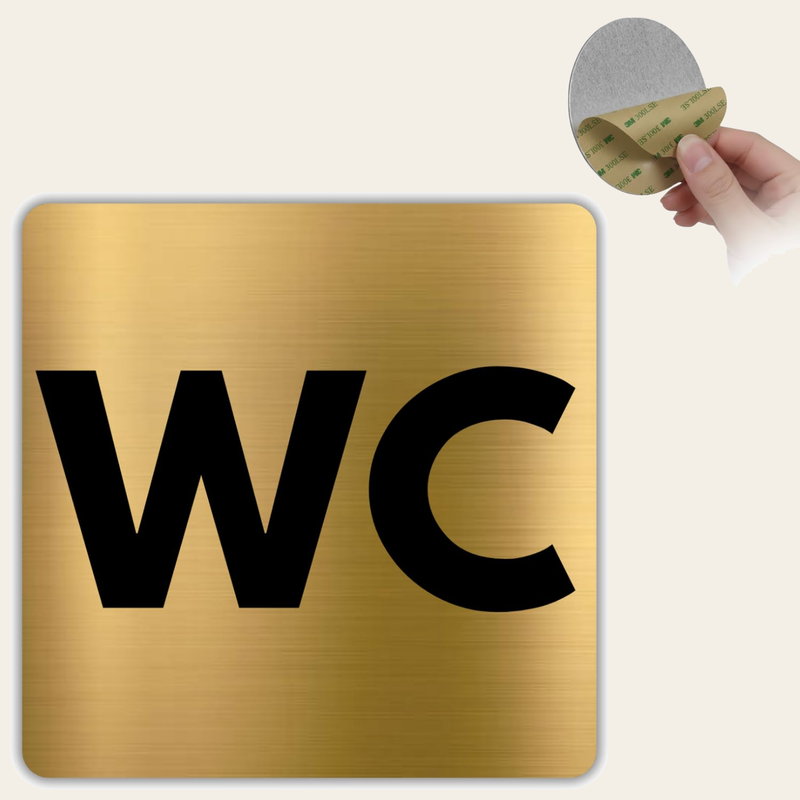 LEIASA | WC Schild Toilette - 10x10 cm - Aluminium Gold - Toilettensch