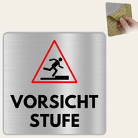 LEIASA | Schild Vorsicht Stufe - 12x12 cm - Aluminium - Stärke 0,8 mm - Wetterfest - UV-Druck