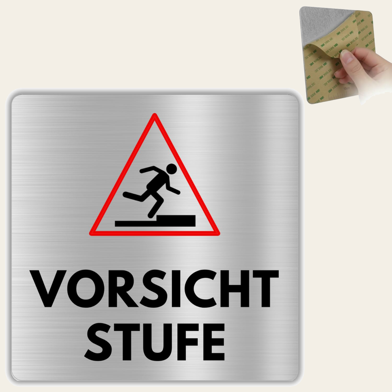 LEIASA | Schild Vorsicht Stufe - 12x12 cm - Aluminium - Achtung Stufe 