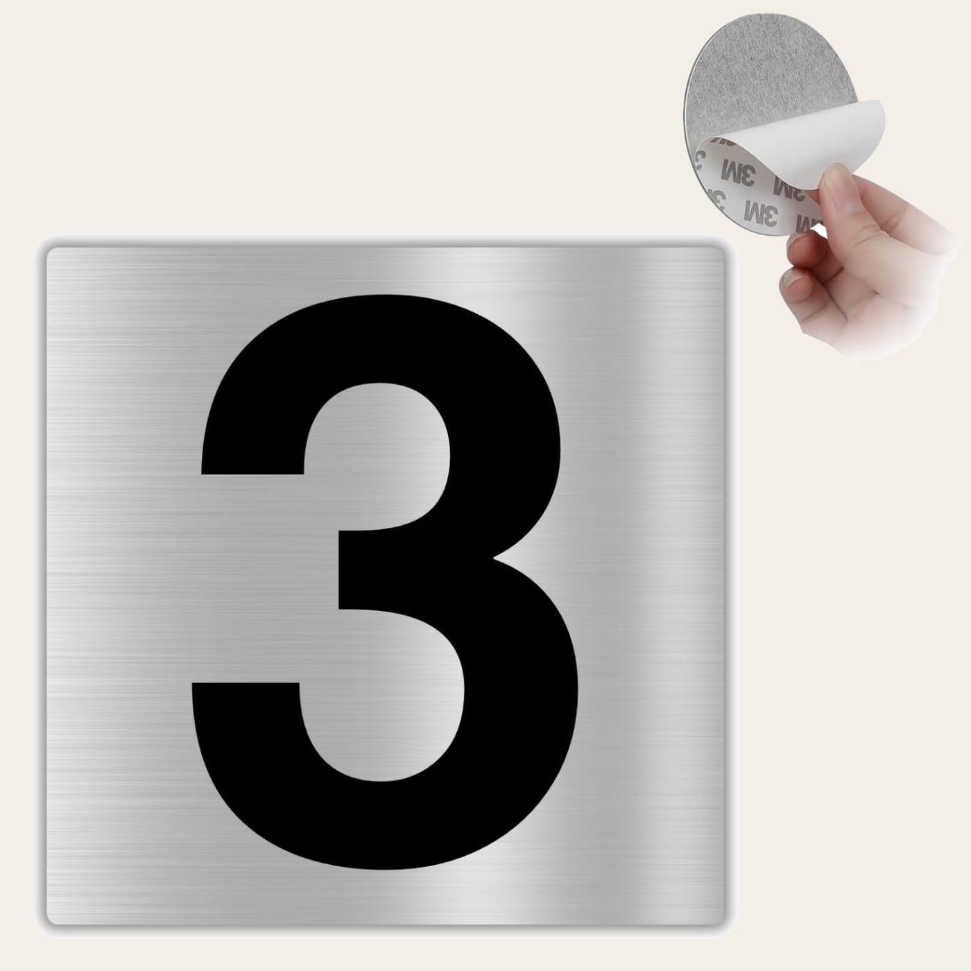 LEIASA | Selbstklebende Hausnummer - 10x10 cm - Aluminium - Nr. 3 - Wo
