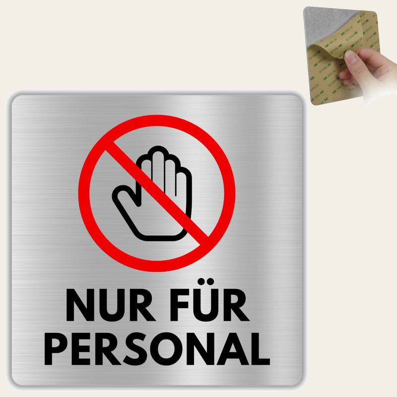 LEIASA | Schild Nur Für Personal - 12x12 cm - Aluminium - Personalbere