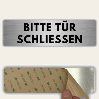 LEIASA | Schild Tür schließen - 5 x 18 cm - Stärke 0,8 mm - Aluminium 