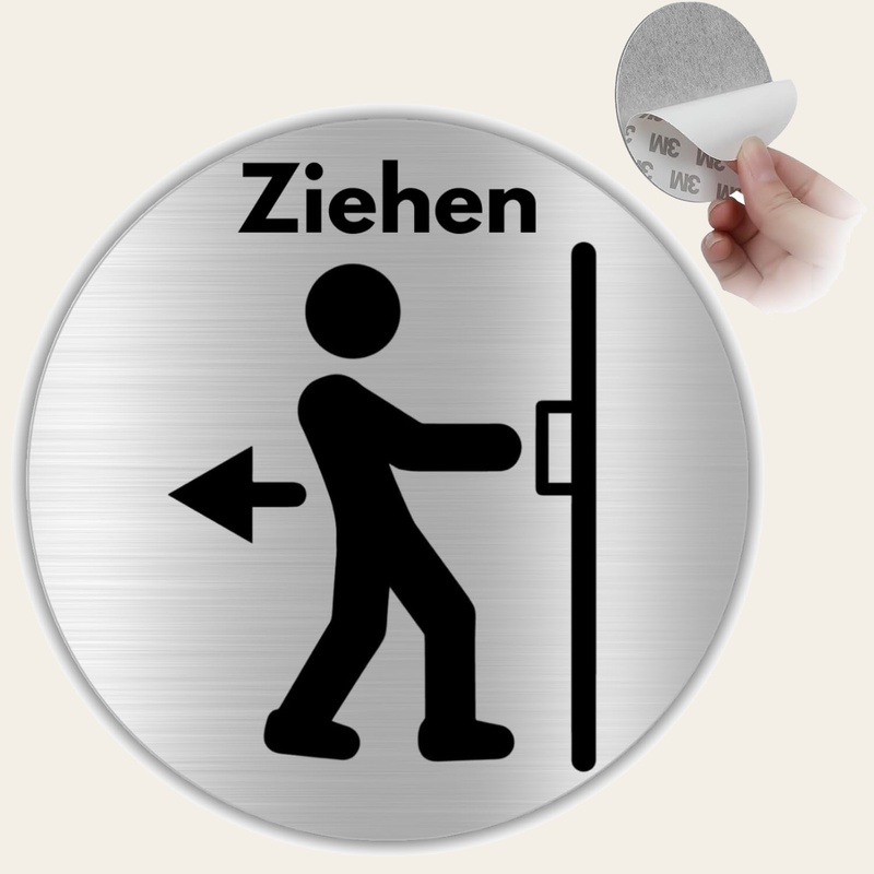 LEIASA | Selbstklebendes Schild Ziehen an der Tür - Durchmesser Ø 100 