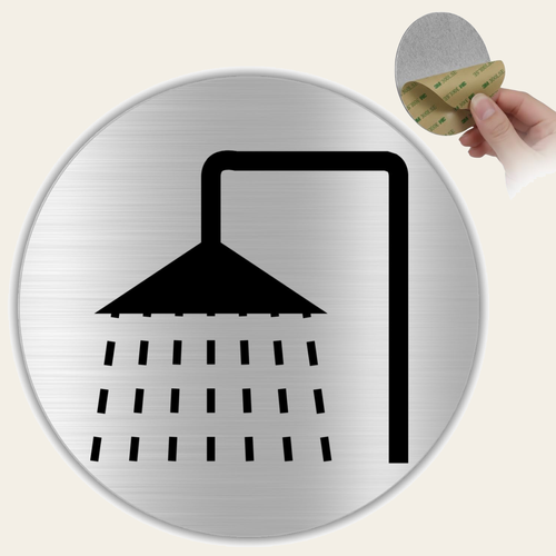 LEIASA | Aufkleber Dusche Schild - Stärke 0,8 mm - Durchmesser Ø 100 m