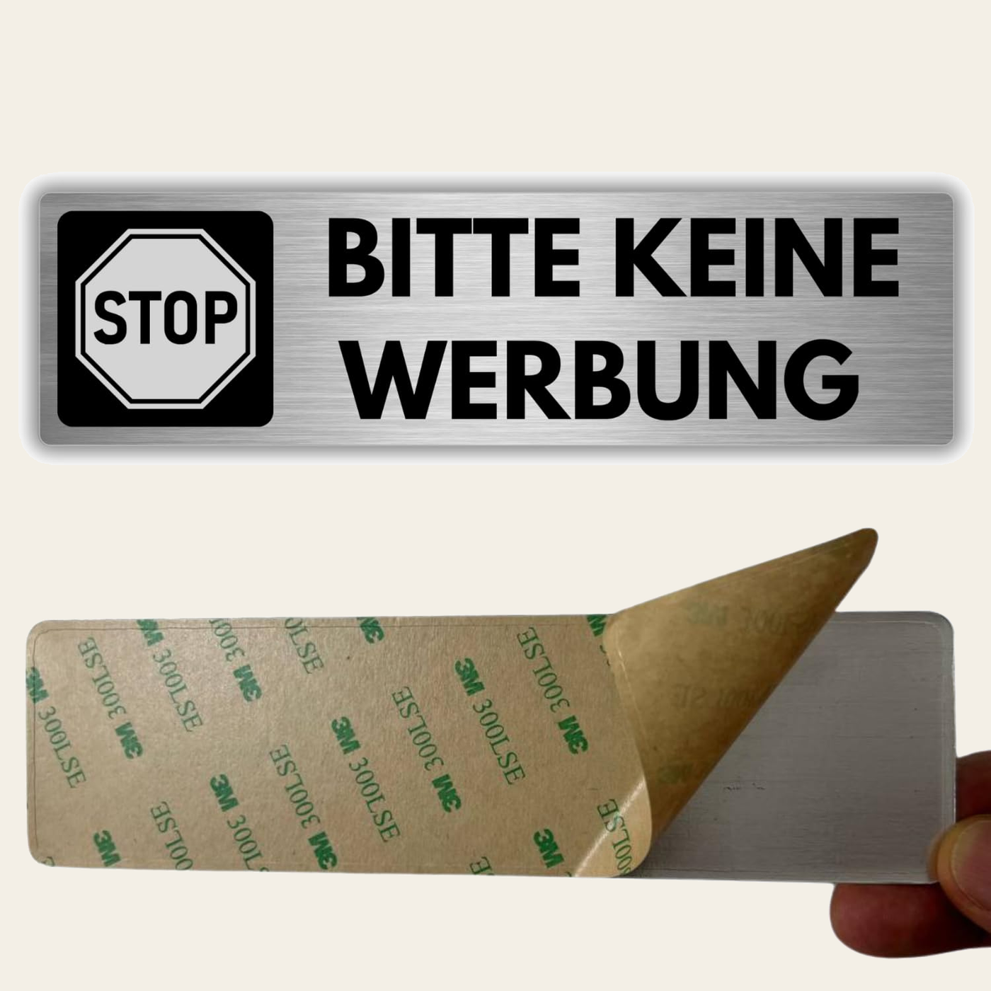 LEIASA | Selbstklebendes Schild: Bitte keine Werbung - 5x18 cm - Dicke